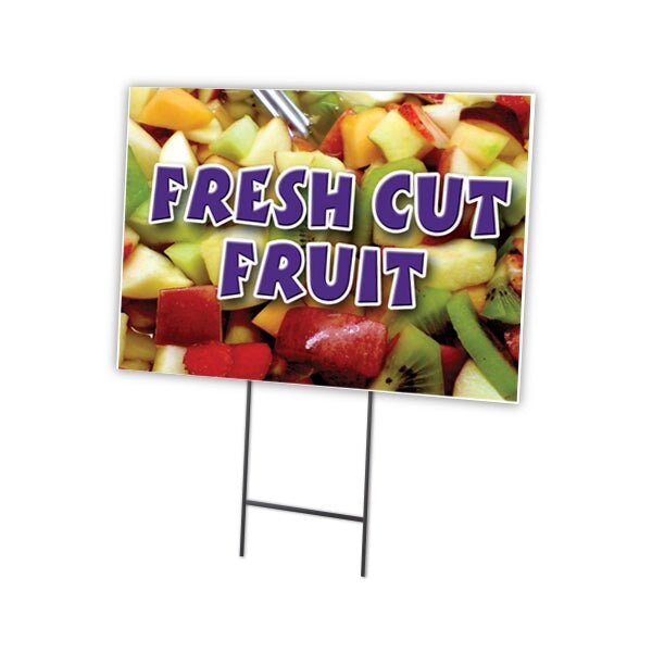 Signmission Fresh Cut Fruit Yard Sign & Stake outdoor plastic coroplast window, C-1824 Fresh Cut Fruit C-1824 Fresh Cut Fruit - main